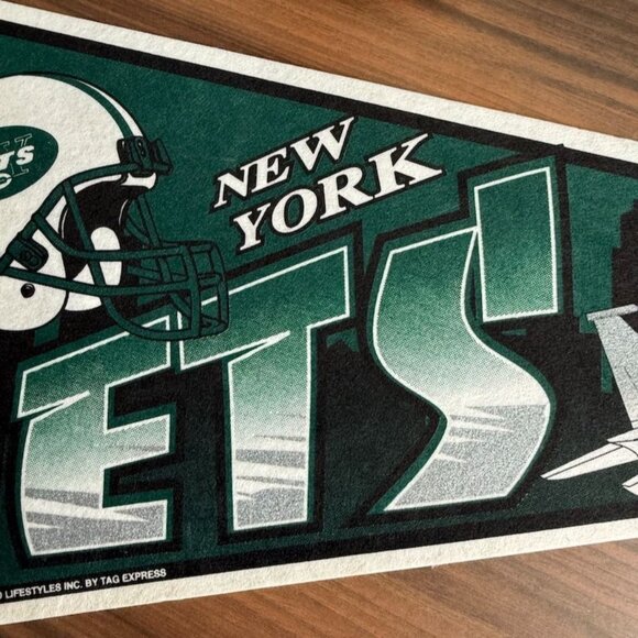 Vintage 1998 New York Jets Felt Pennant NFLP Tag Express 29"x12" - Picture 5 of 13